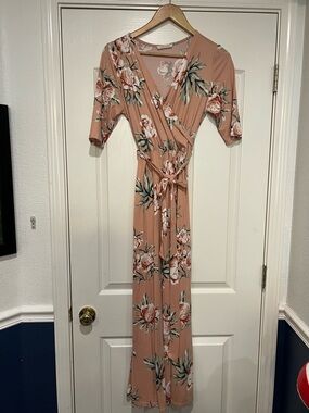 Floral Wrap Maxi Dress - Dusty Rose